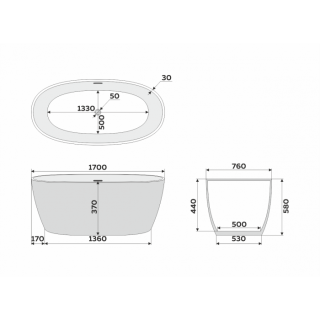 Ванна акриловая Delice Rondo DLR440104Bk 170х76 черная матовая